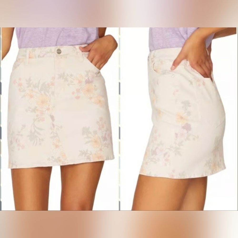 Sanctuary Womens Ryan Denim Floral‎ Pink Mini Skirt size 28
